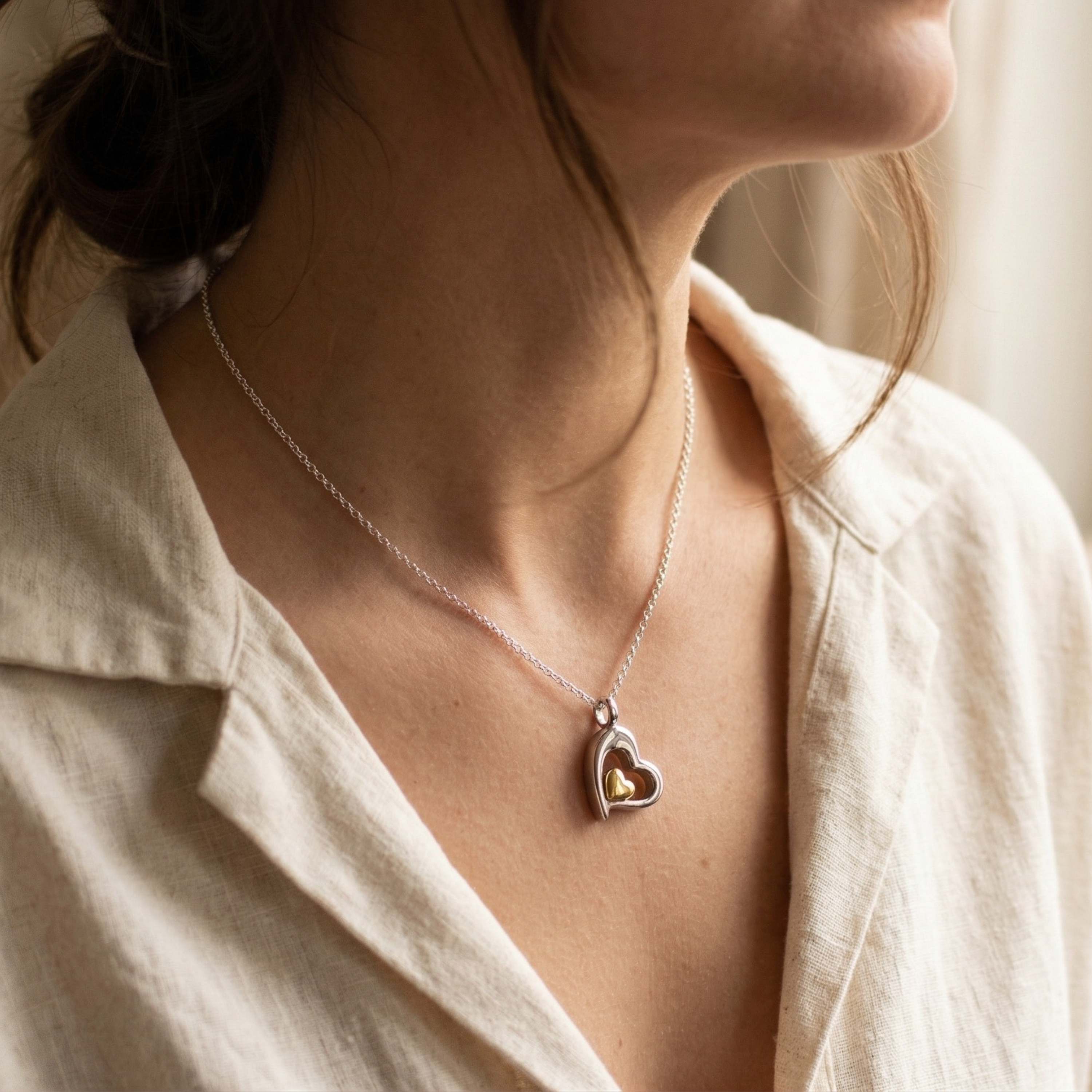 Gedenkwaardig Hart zilver goud dicht | Gedenkwaardig Heart silver gold closed