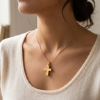 Gedenkwaardig Gouden kruis ashanger | Gedenkwaardig Gold cross ash pendant