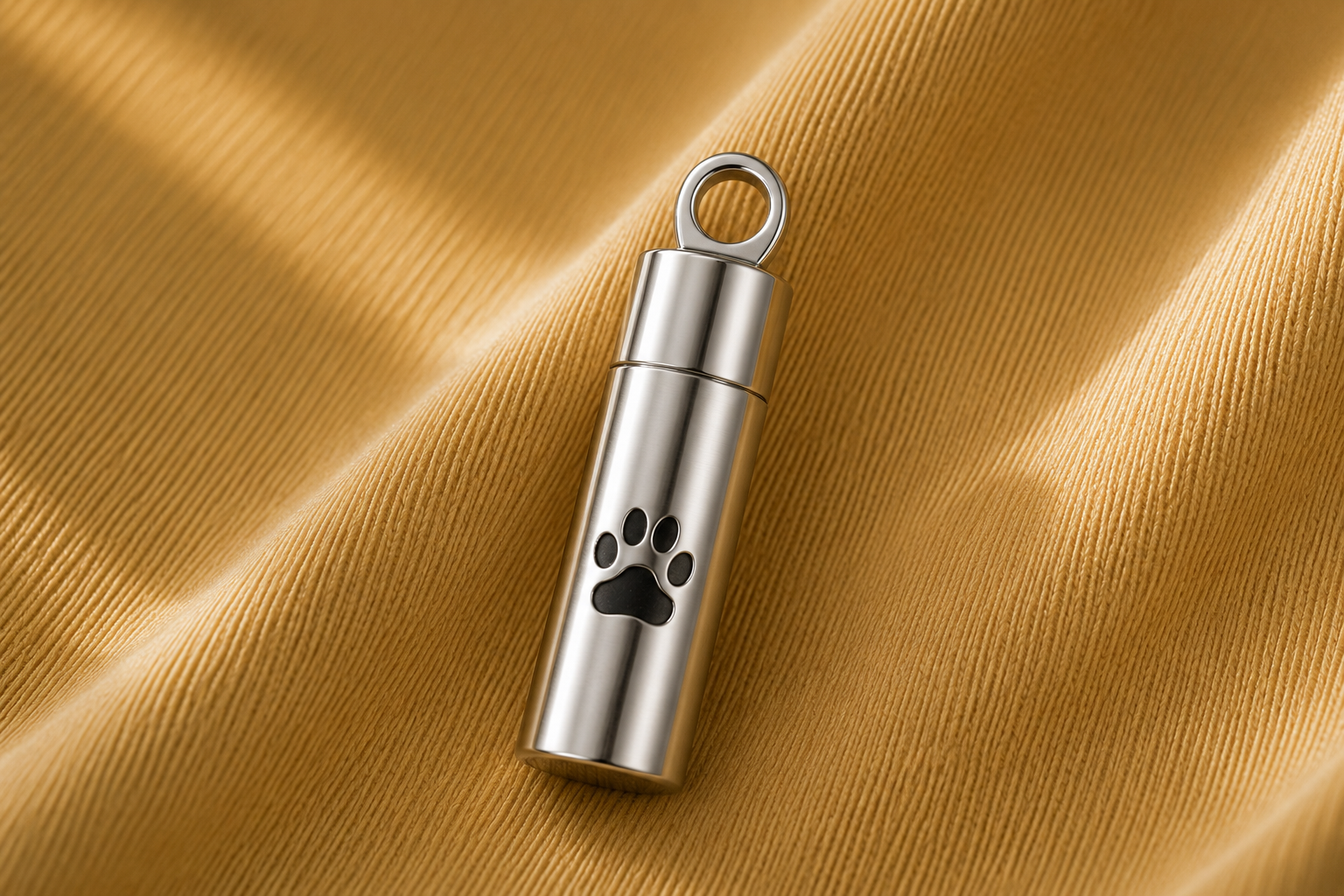Paw Print Cylinder Ash Pendant Silver