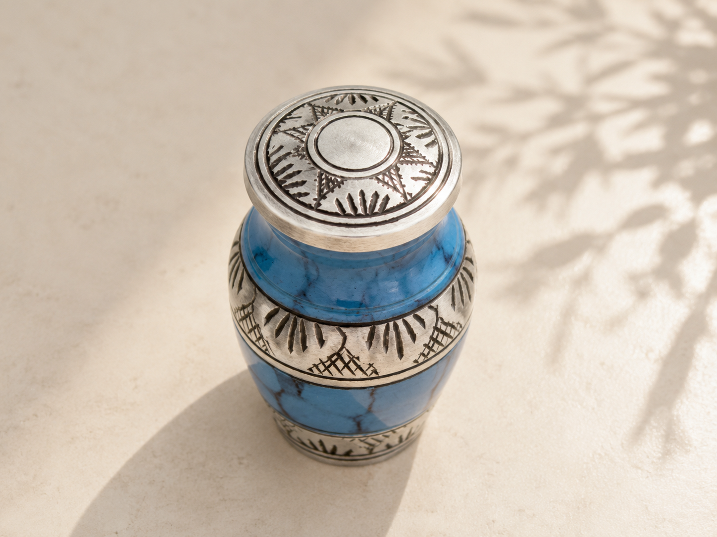 urn donkerblauw stip