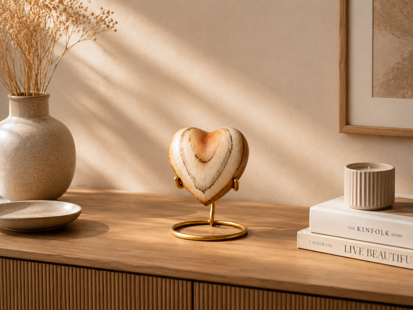 Cherry Wood Heart Mini Urn