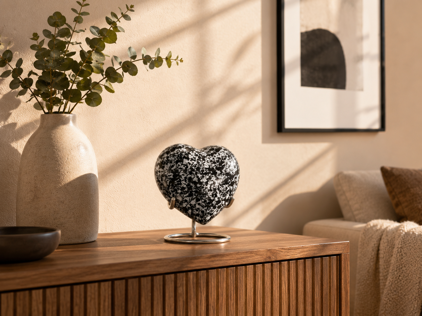 Midnight Stone Heart Mini Urn