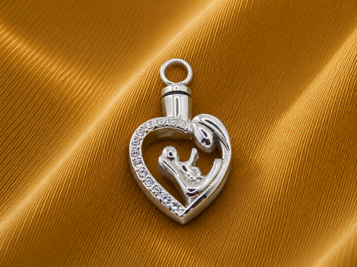Mother & Child Crystal Ash Pendant Silver