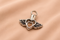 Winged Double Heart Ash Pendant Silver