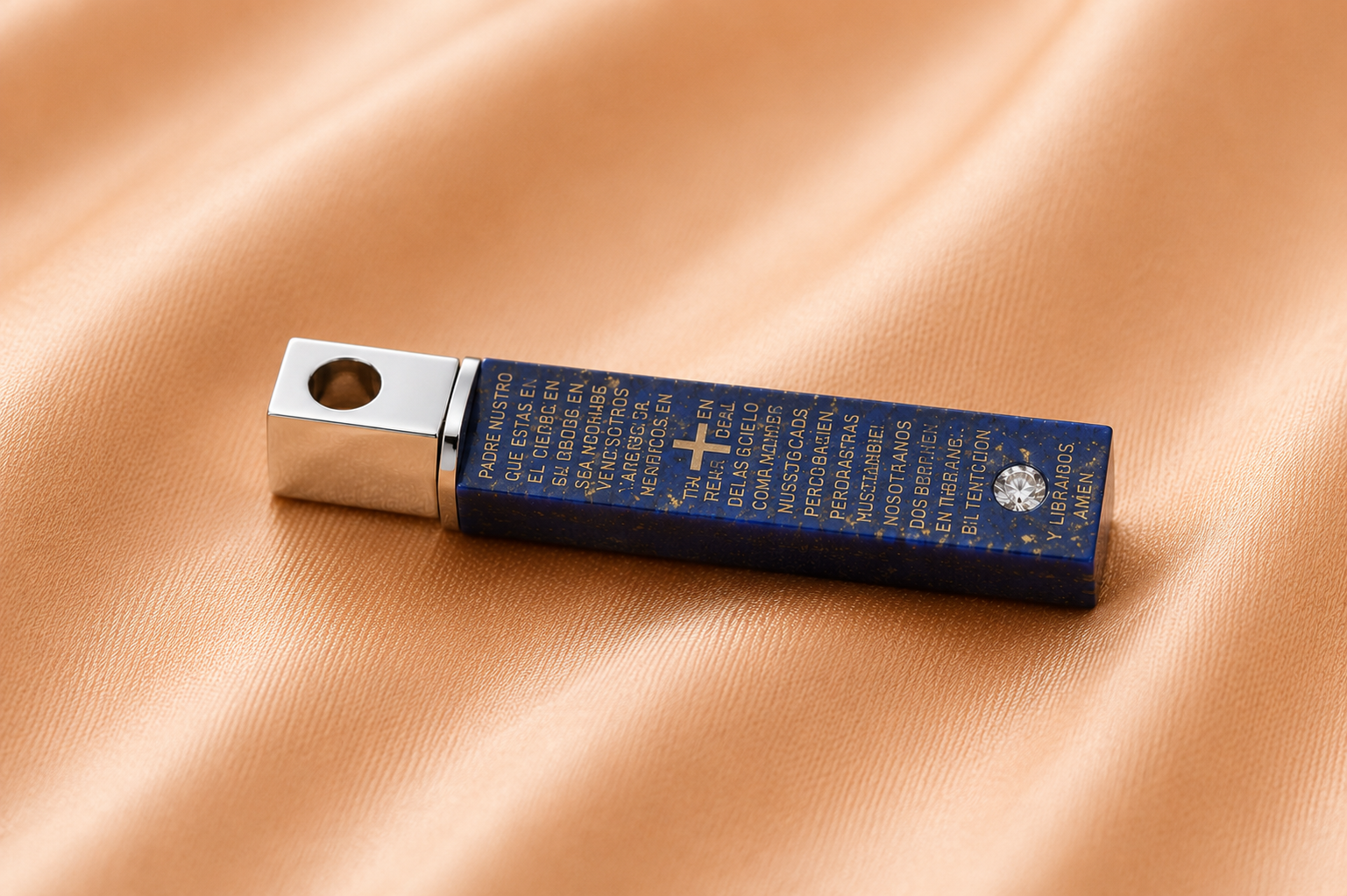 Gedenkwaardig Blauwe Gebedsbalk Ashanger met Kristal | Gedenkwaardig Blue prayer bar ash pendant with crystal