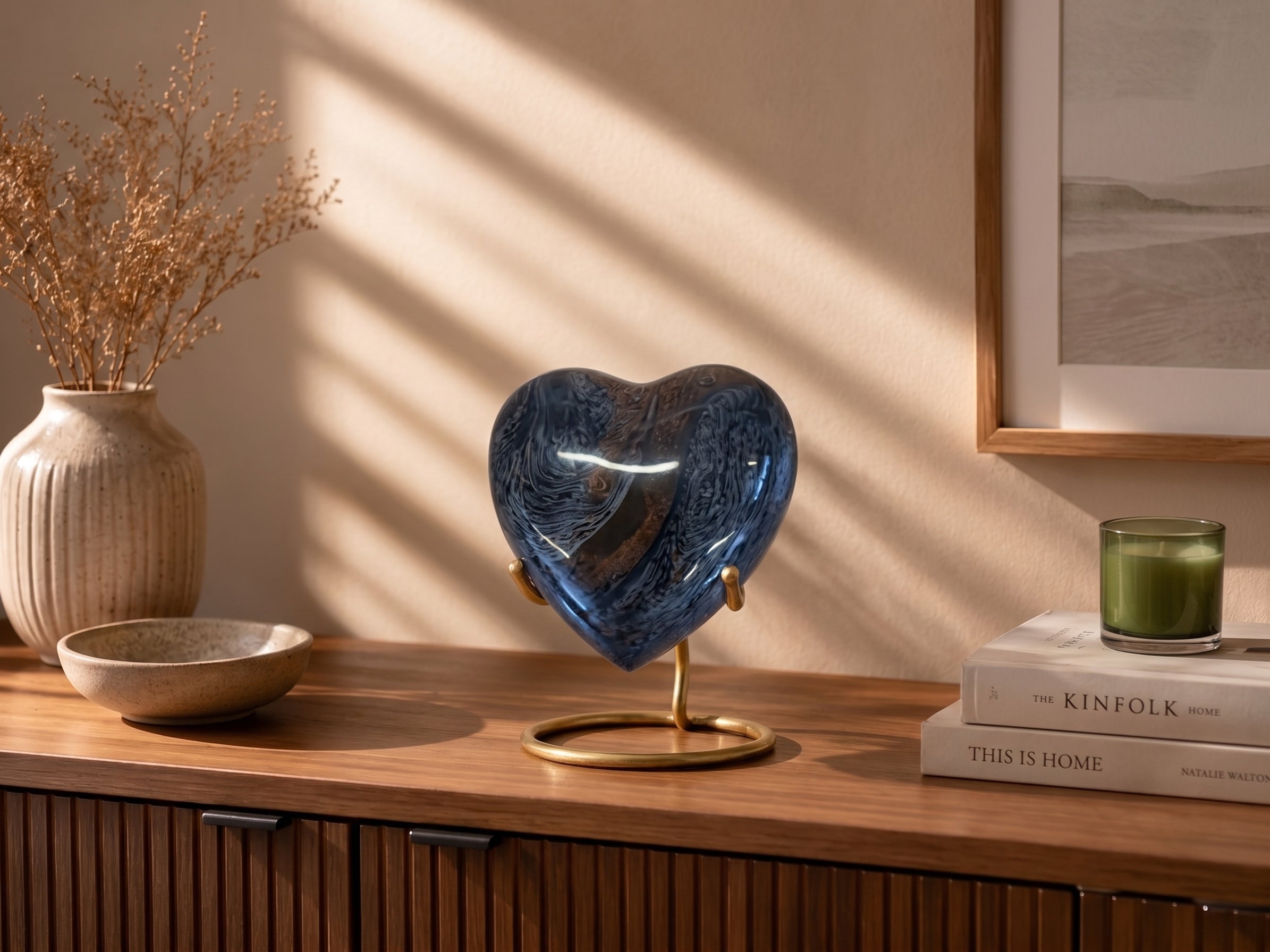 Bronze Stone Heart Mini Urn