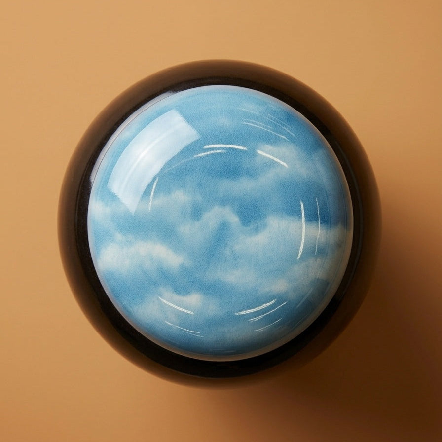 Glanzende urn blauw overloop
