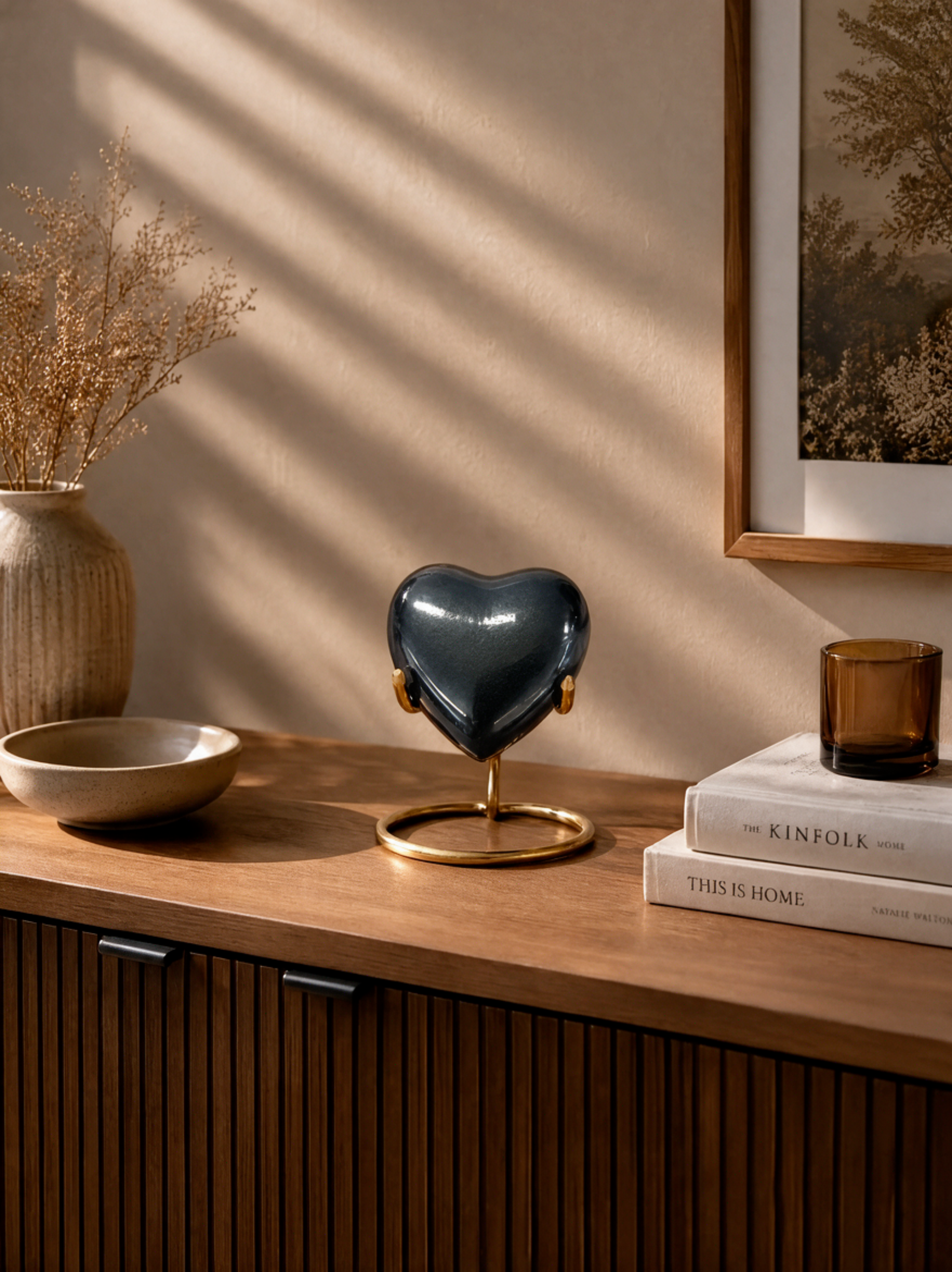 Slate Grey Heart Mini Urn