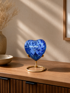 Blue Blossom Heart Mini Urn