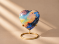 Rainbow Blue Heart Mini Urn