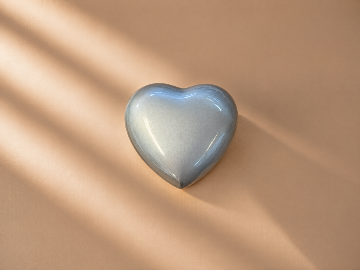 Light Grey Heart Mini Urn