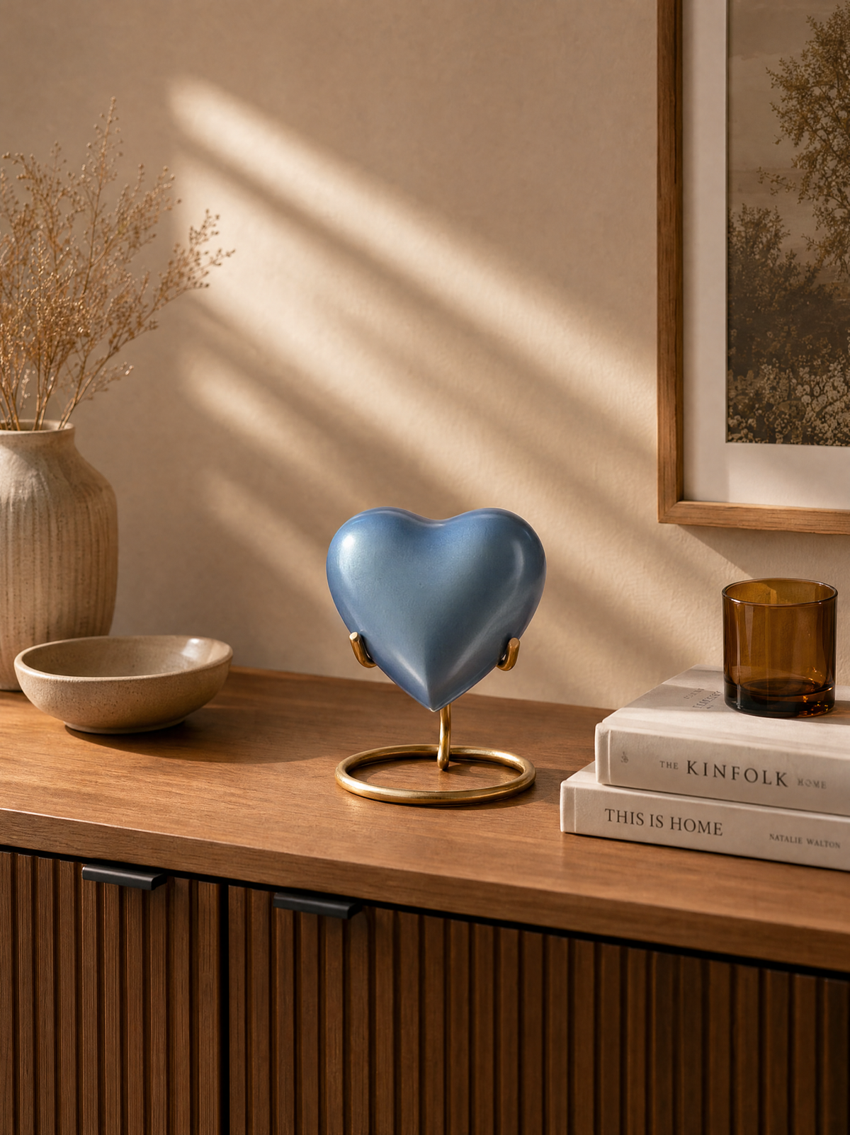 Misty Blue Heart Mini Urn