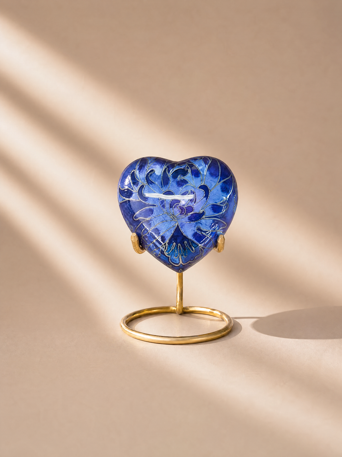 Blue Blossom Heart Mini Urn