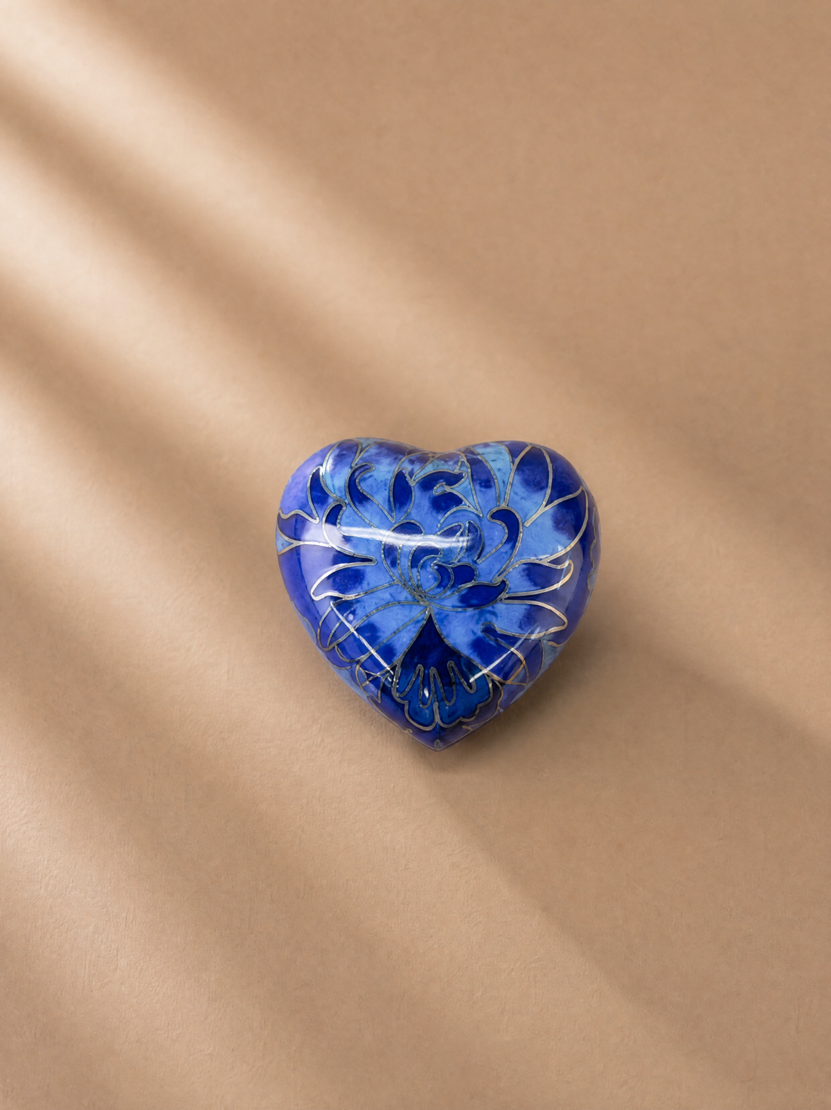 Blue Blossom Heart Mini Urn