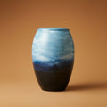 Glanzende urn blauw overloop