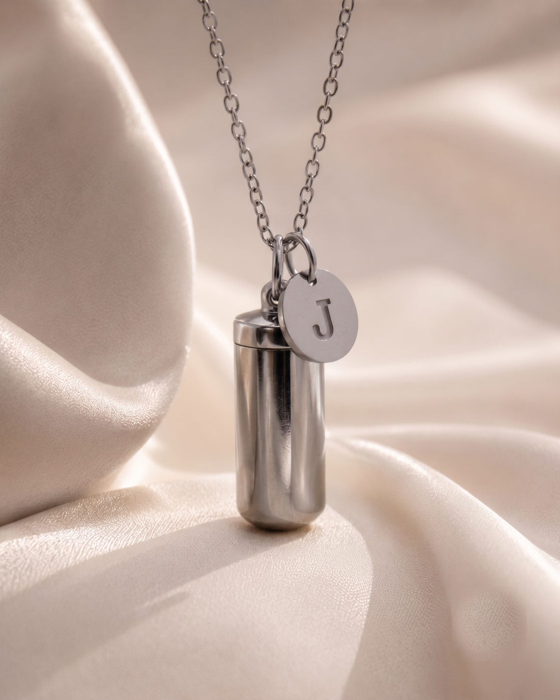Initial necklace silver J
