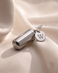 Initial necklace silver W