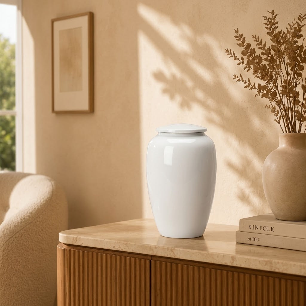 Glanzende urn wit