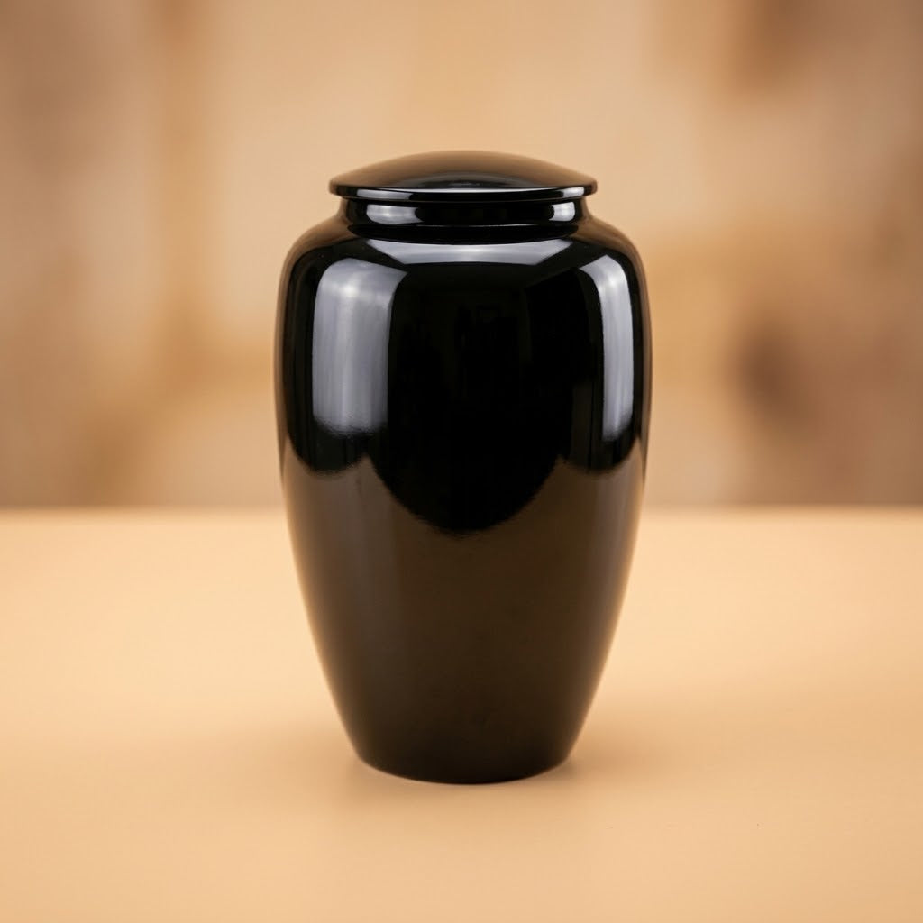 Glanzende urn zwart